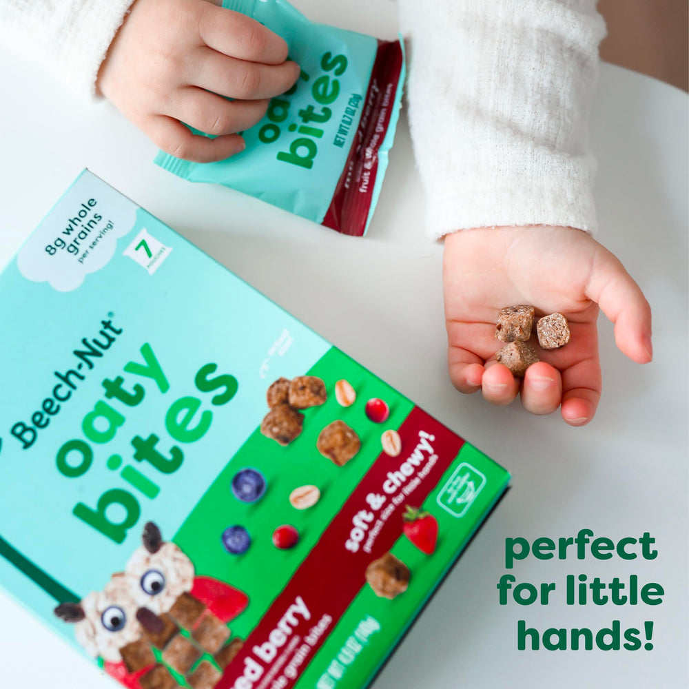 Beech-Nut Oaty Bites stage-4 suitability for 12 months and up.