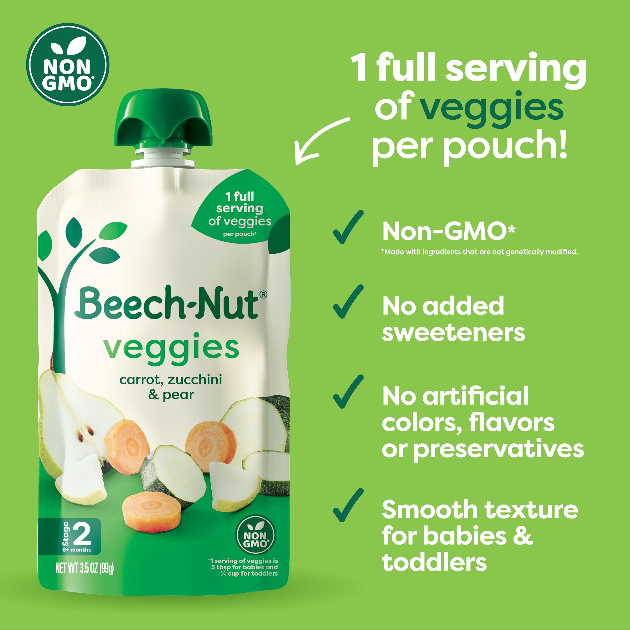 Beech-Nut carrot-zucchini-pear pouch ready for on-the-go meals