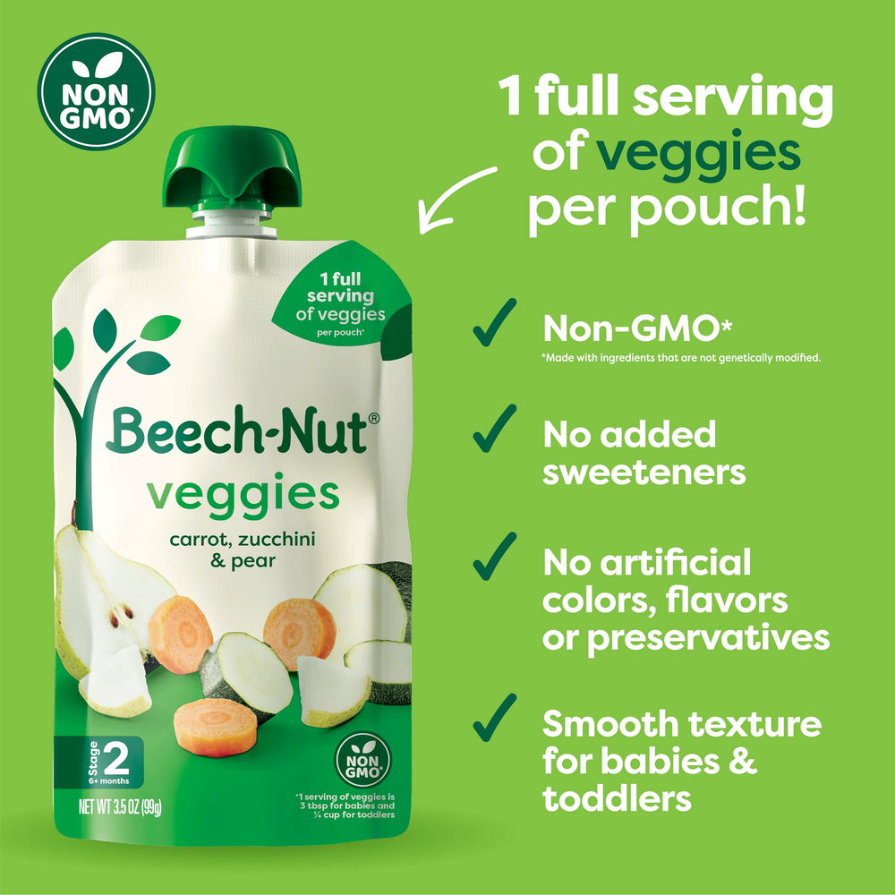 Beech-Nut carrot-zucchini-pear pouch ready for on-the-go meals