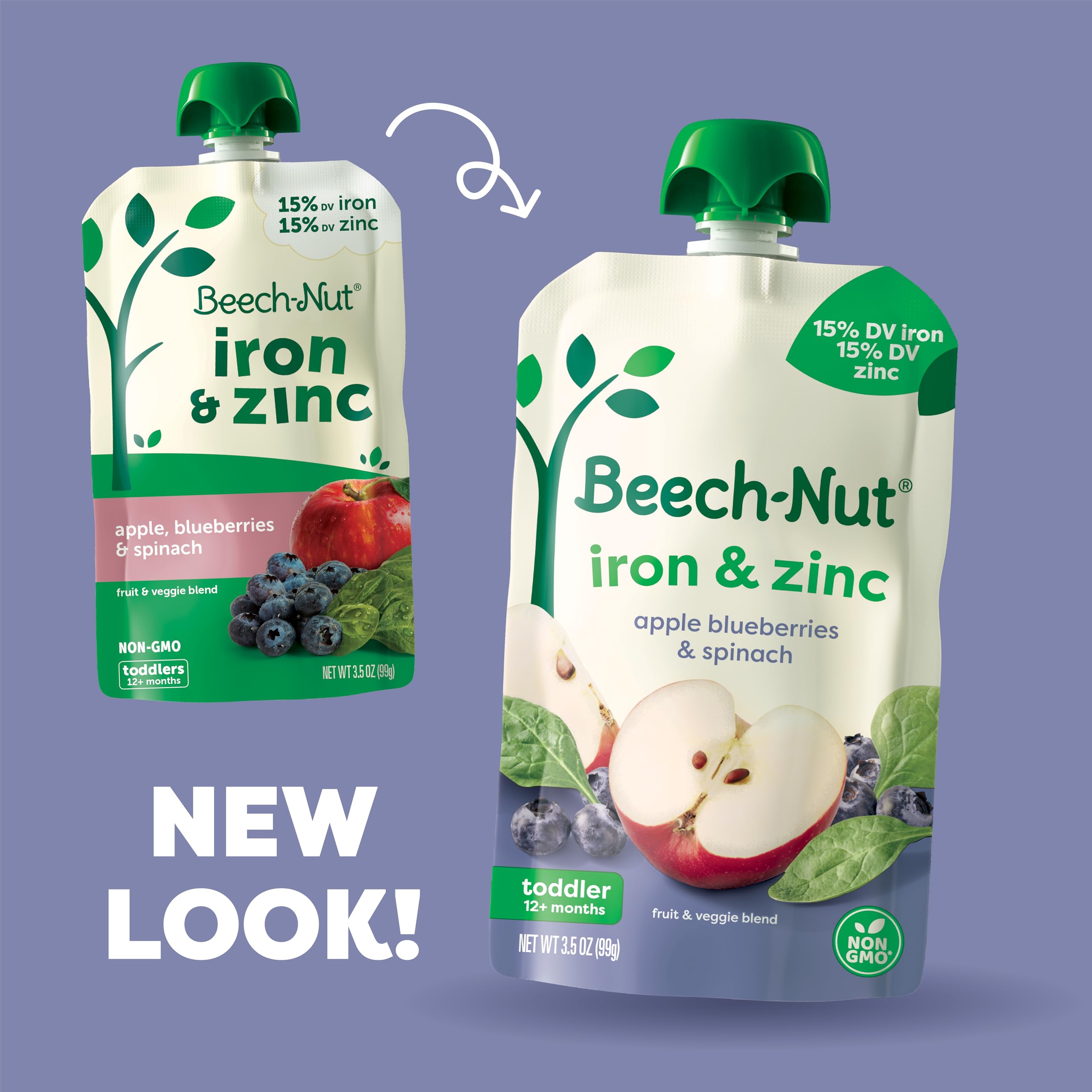 Beech-Nut No artificial preservatives pouch with clean ingredients.