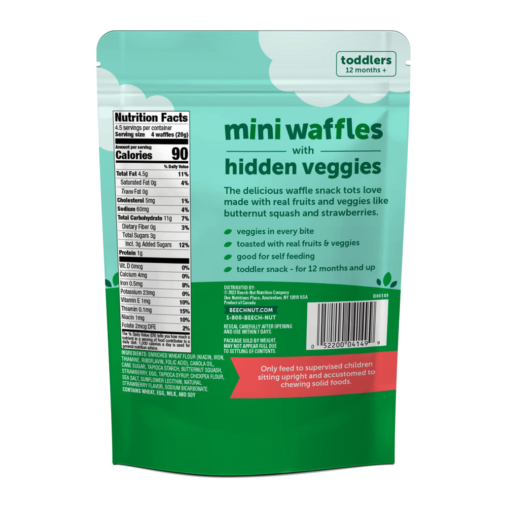 Beech-Nut waffles bag back shows non-GMO and sugar info