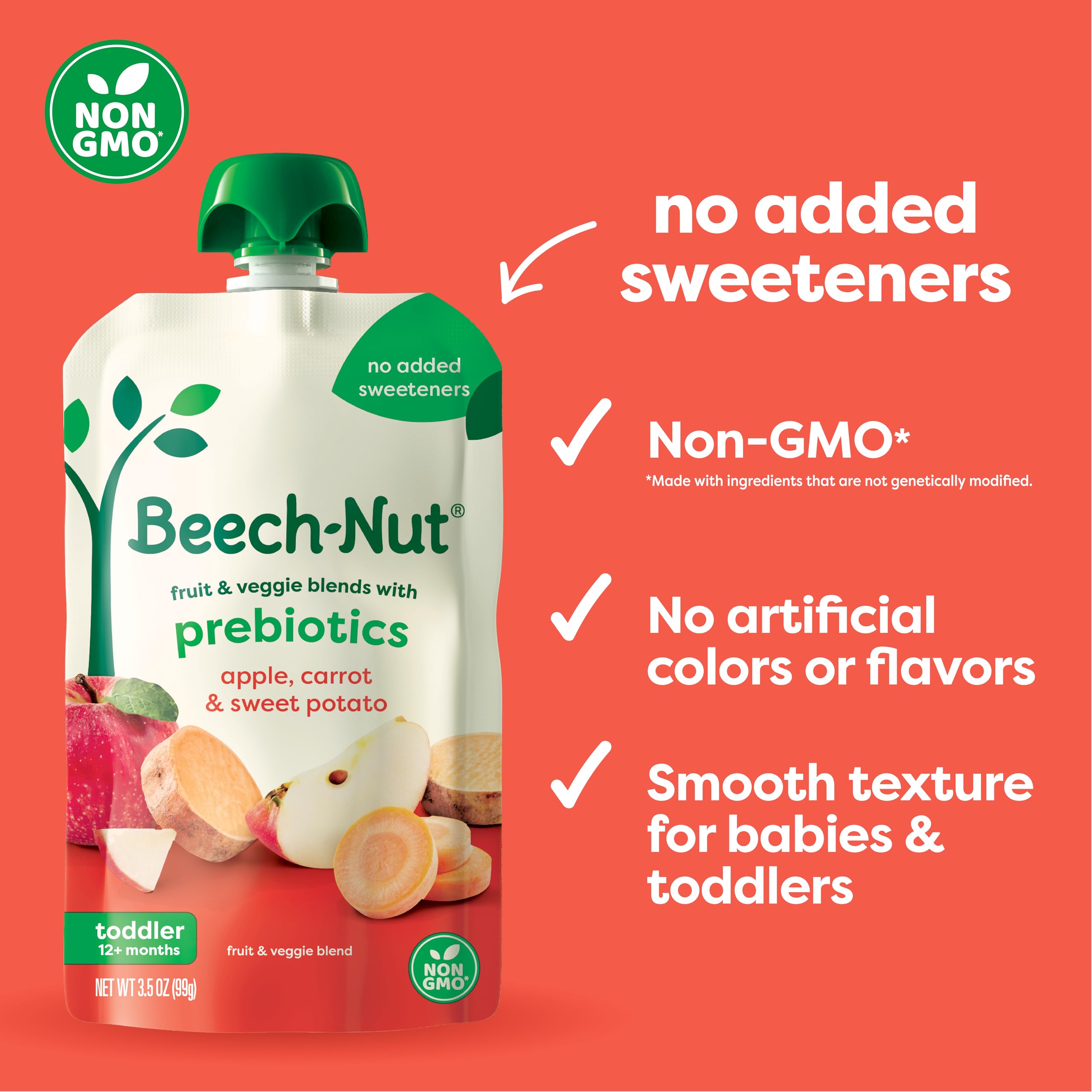 Beech-Nut toddler pouch texture is smooth, easy for self-feeding.