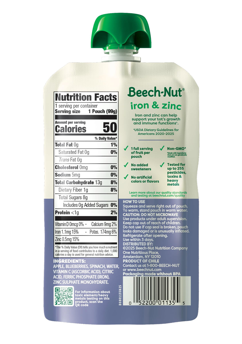 Beech-Nut Toddler Puree smooth texture aids self-feeding.