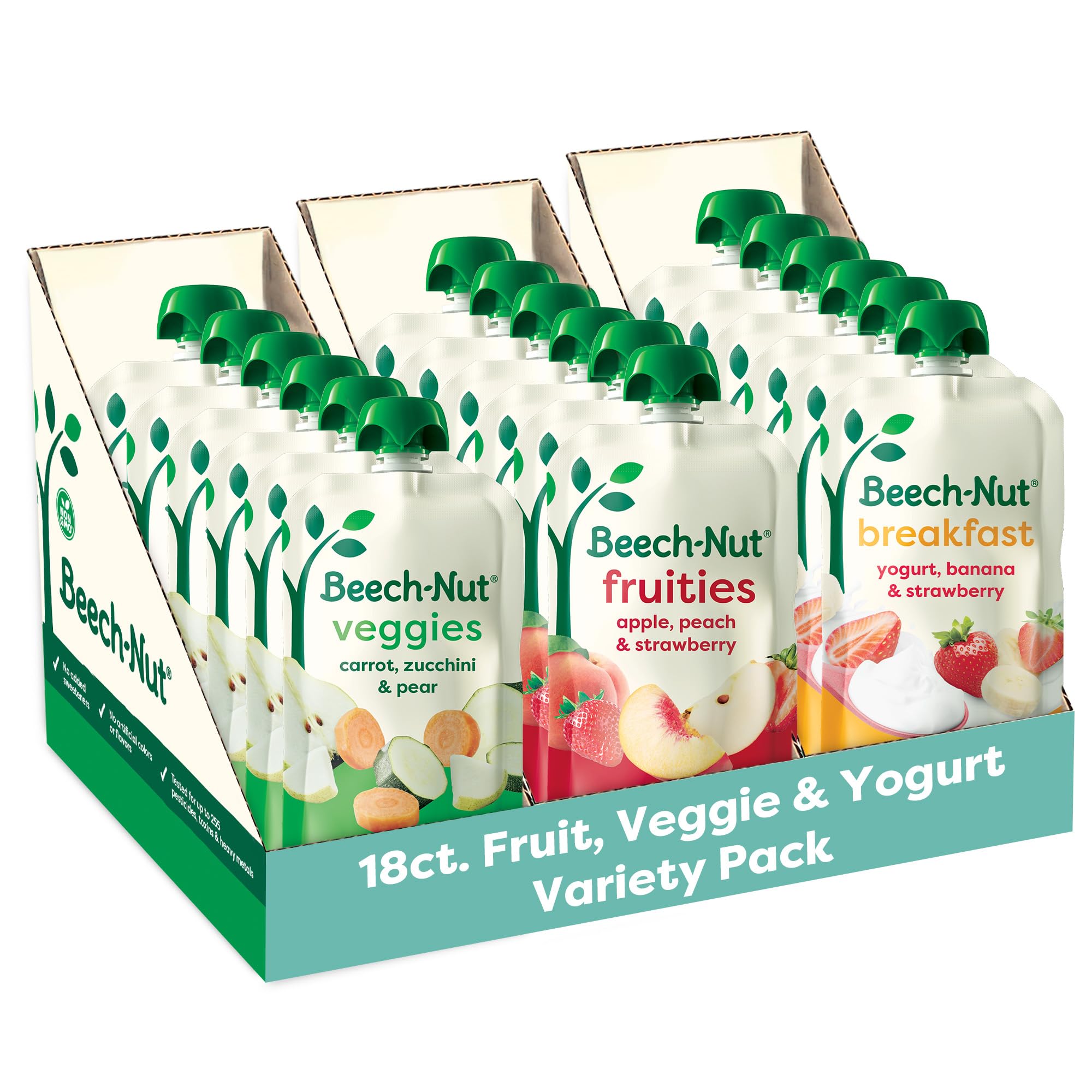 Beech-Nut variety pack packshot showing three blends for babies and toddlers