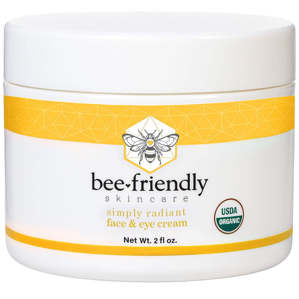 BeeFriendly face-eye-cream bottle shows lightweight hydration for the face