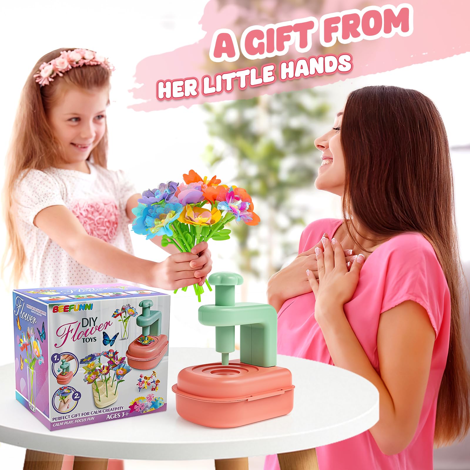 Beefunni base and wrapping paper support stable displays and gift-ready wraps.