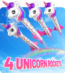 Beefunni Unicorn Rocket Launcher with four rockets ready for colorful sky blasts.