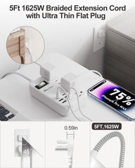 Beeiker braided cord close-up shows durable flat plug design