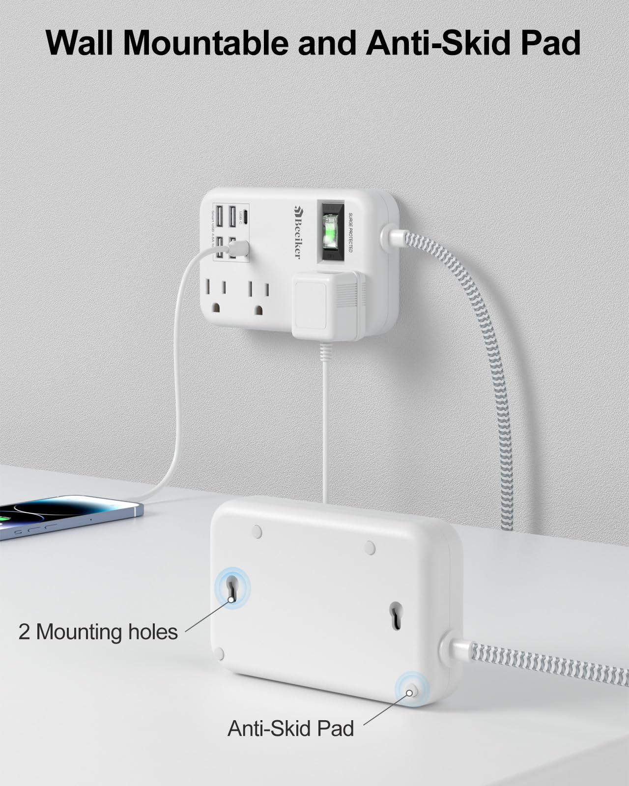 Beeiker dorm-room use with TV and chargers organized and accessible