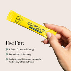 Beekeeper's Naturals bee pollen sticks added to smoothie for a nutrient boost