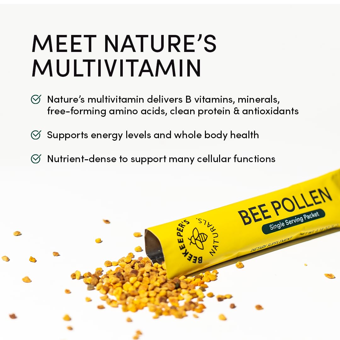 Beekeeper's Naturals bee pollen sticks sprinkled on yogurt for flavor and nutrients