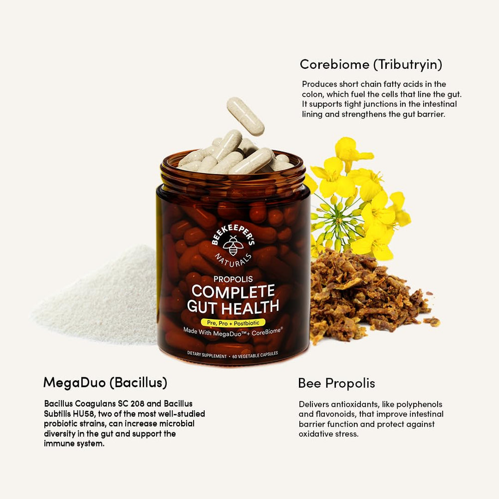 Beekeeper's Naturals Complete Gut Health ingredient list for informed choices.