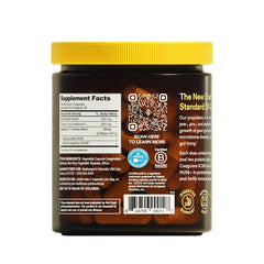 Beekeeper's Naturals Complete Gut Health label close-up highlights Propolis-powered blend.