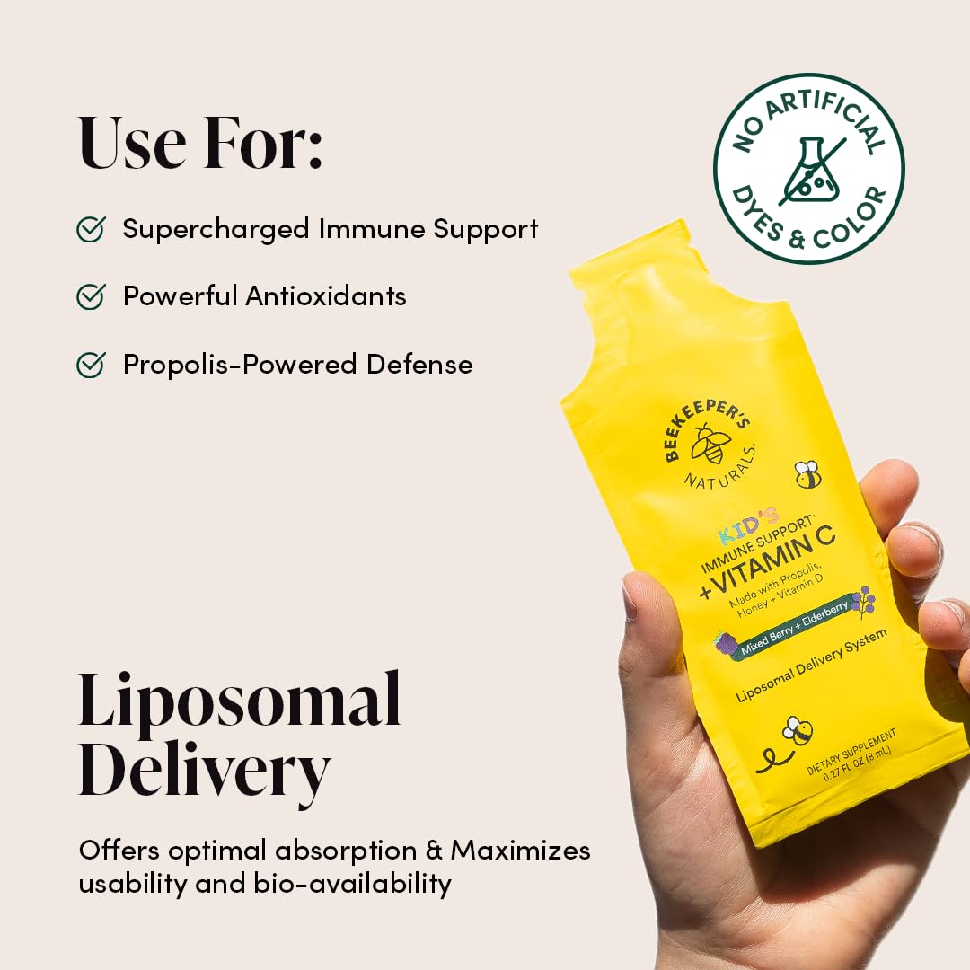 Beekeeper's Naturals Liposomal Vitamin C bottle with enhanced absorption.
