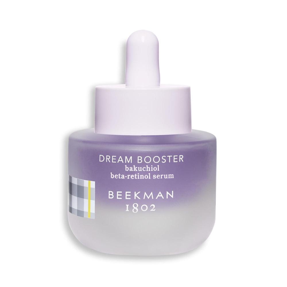 Beekman 1802 Dream Booster bottle for fragrance-free nightly care.