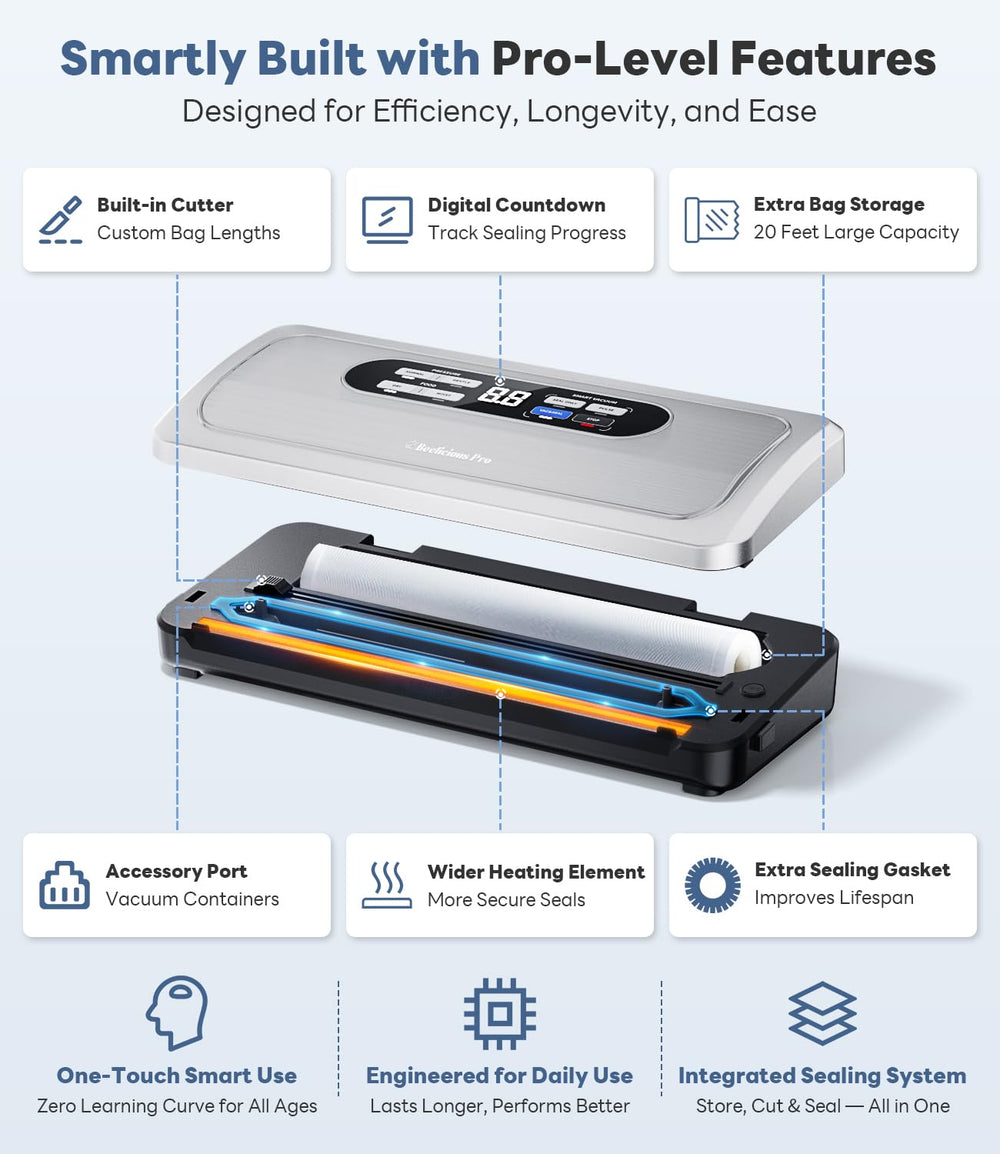 Beelicious Pro Eco-Seal energy saving mode preserves flavor efficiently.