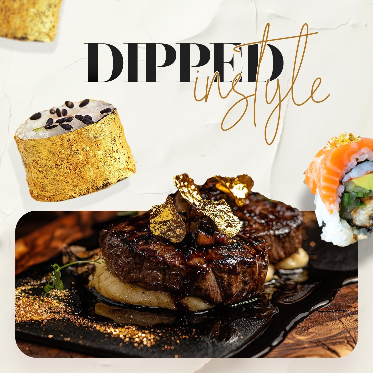 BeePoint gold flakes as dessert garnish for elegance