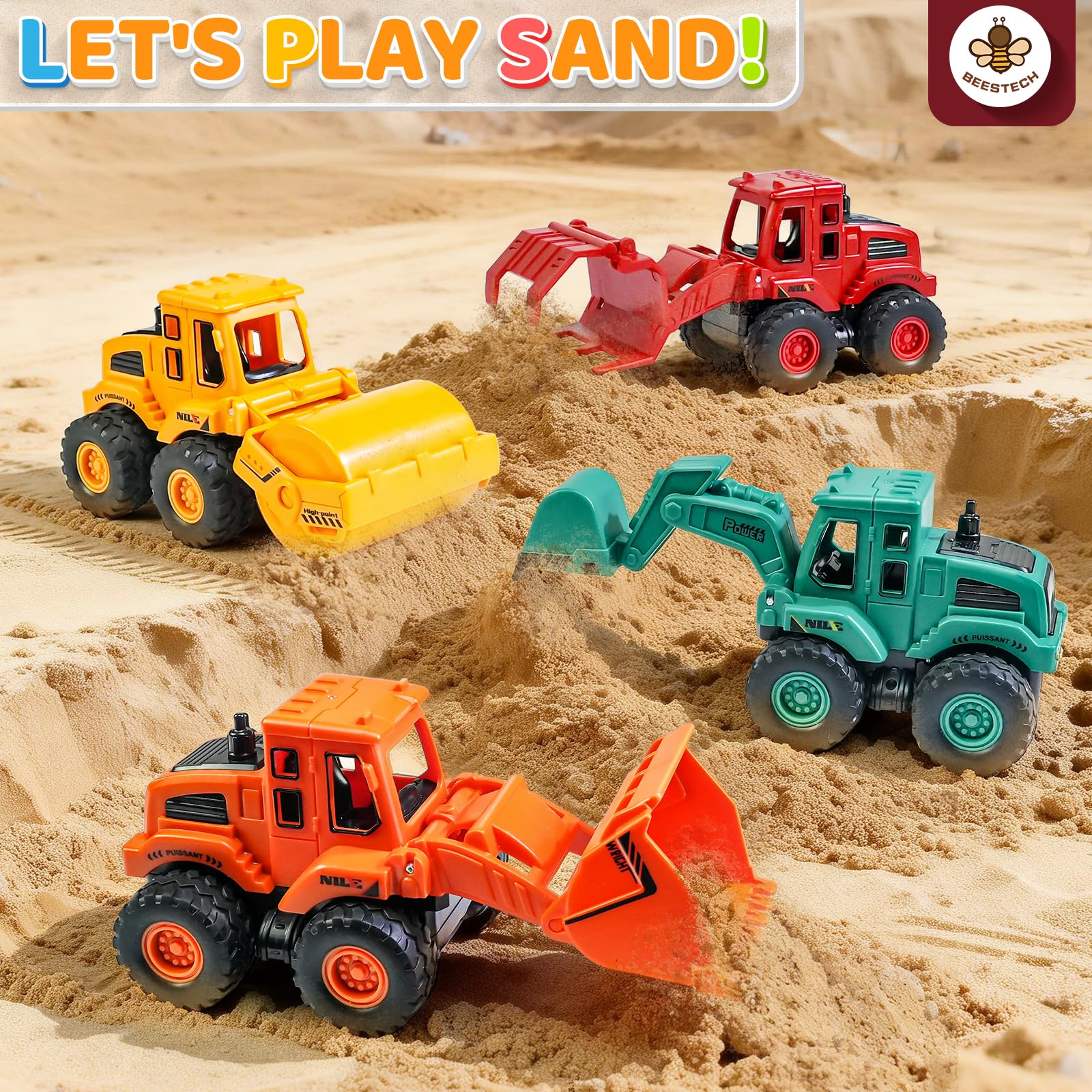 Beestech construction truck toy from the four-pack, durable for outdoor use.