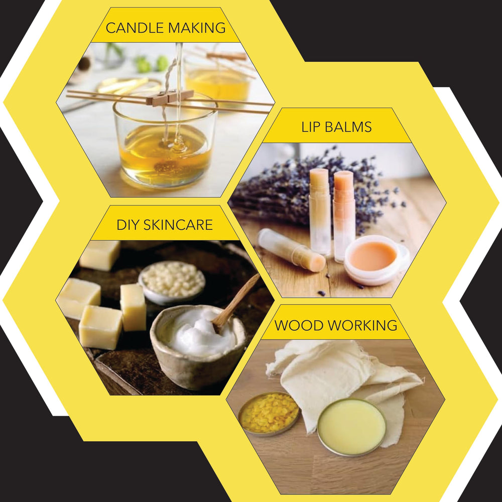 Cosmetic-grade Beesworks beeswax rich in Vitamin A for skin-friendly formulas