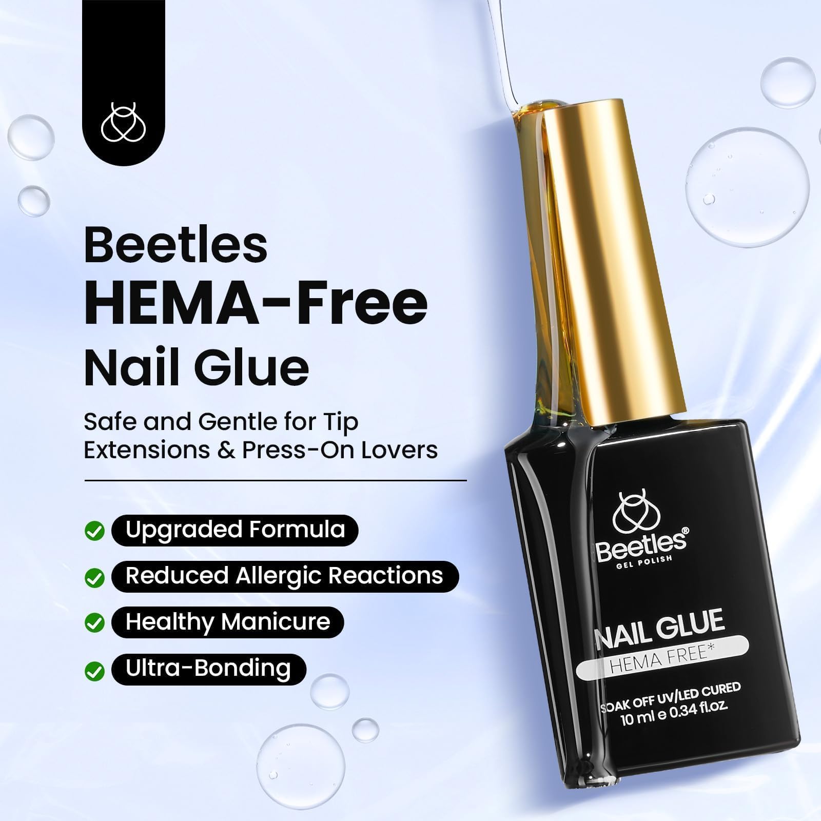 Beetles 10ml glue gel long-hold provides extended wear with strong adhesion.