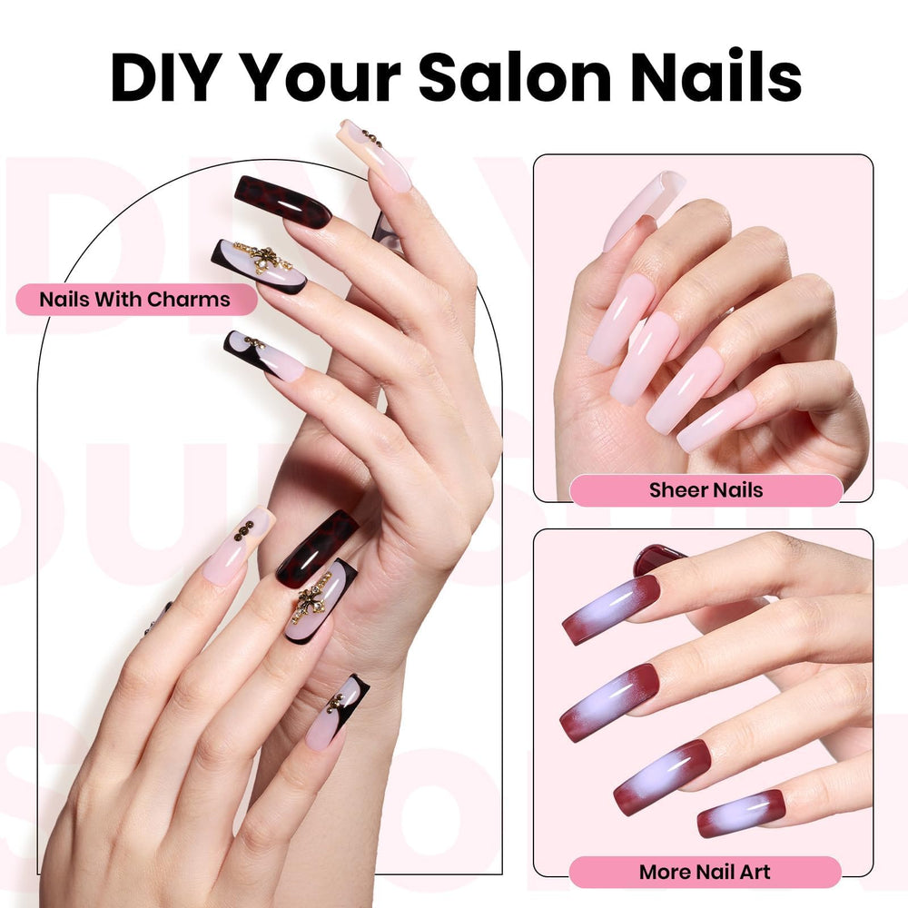 256 clear nail tips in 16 sizes for precise, natural-looking fit.