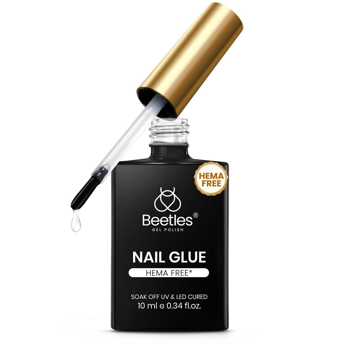 Beetles HEMA-free nail glue gel application offers precise, clean bonding for salon results.