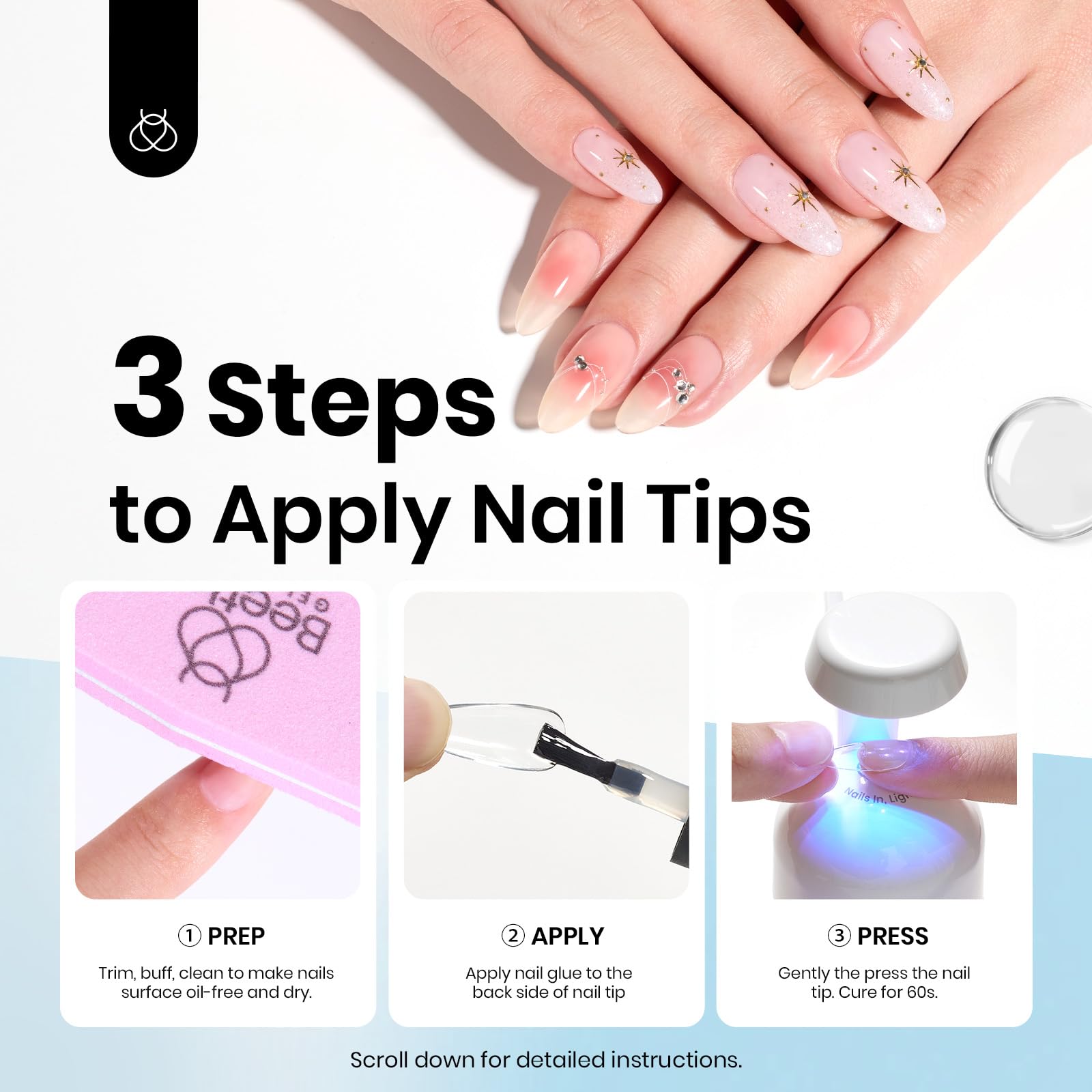Beetles blooming base gel setup supports subtle nail art.