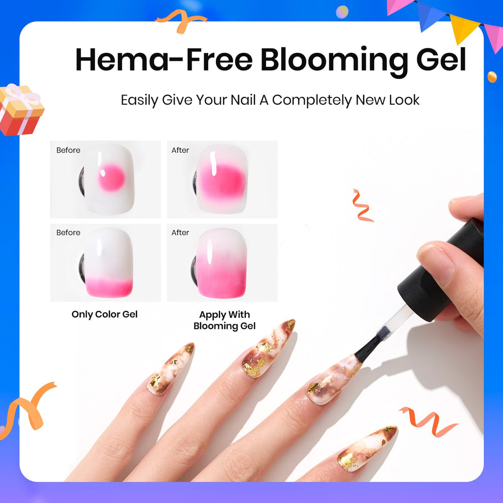 Beetles Blooming Gel watercolor floral design on the nail tip