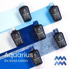 Beetles Aquarius Holy Water glitter collection swatch in blue hues.