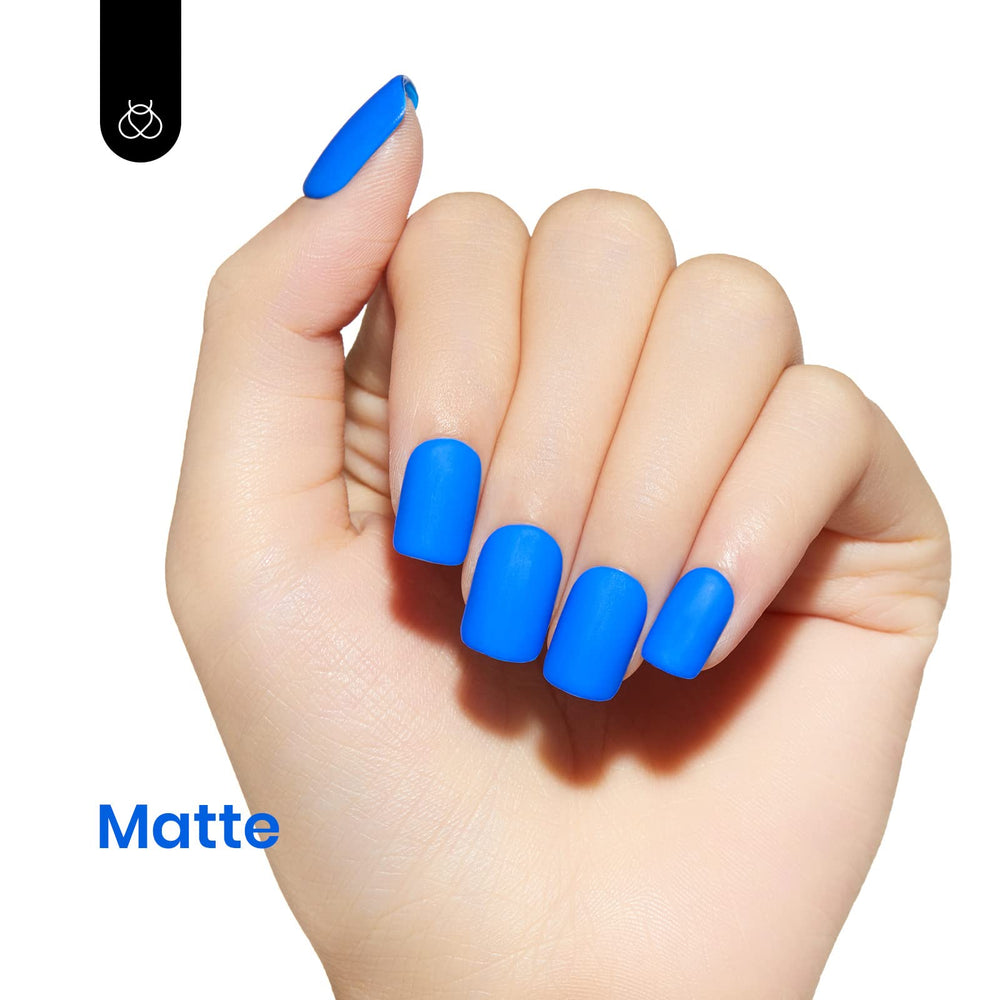 Beetles Blue Gel Nail Polish Electric Punk application on nail tip