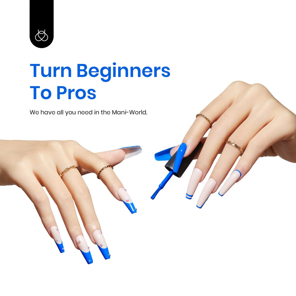 Beetles Blue Gel Nail Polish Electric Punk after curing glossy shine
