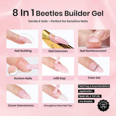 Beetles Builder Gel creates a strong apex for durable manicures