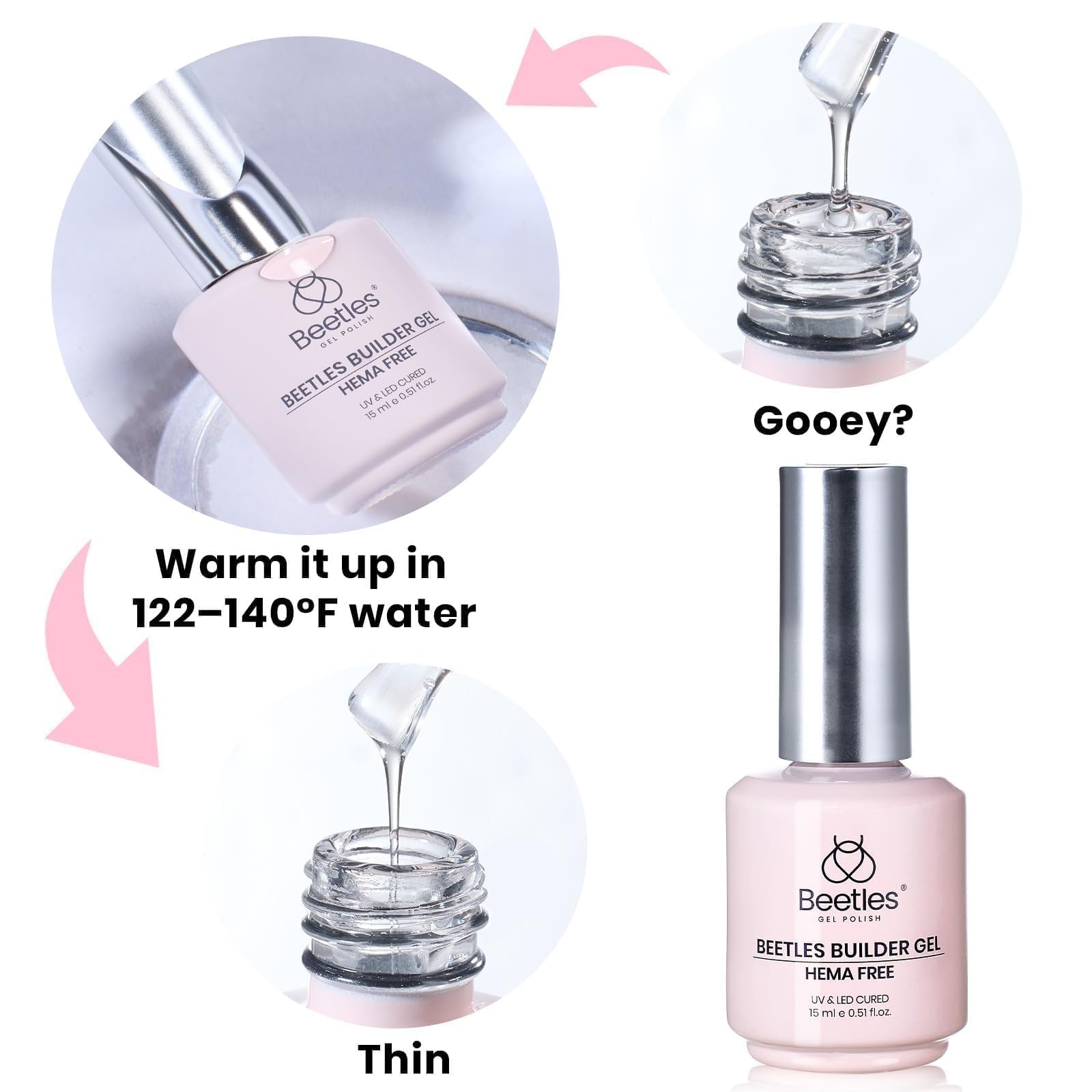 Beetles Builder Gel pink jelly texture fills and smooths surfaces