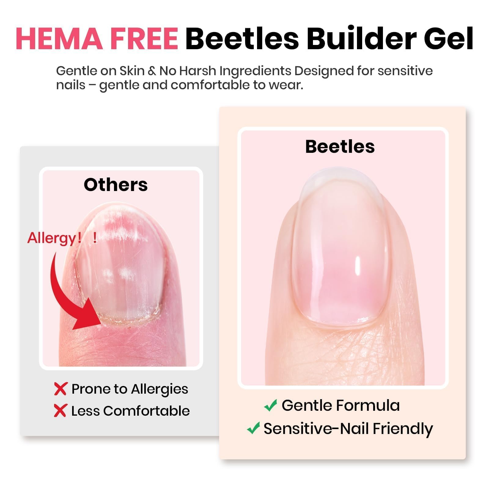 Beetles Builder Gel self-leveling pink for easy nail shaping