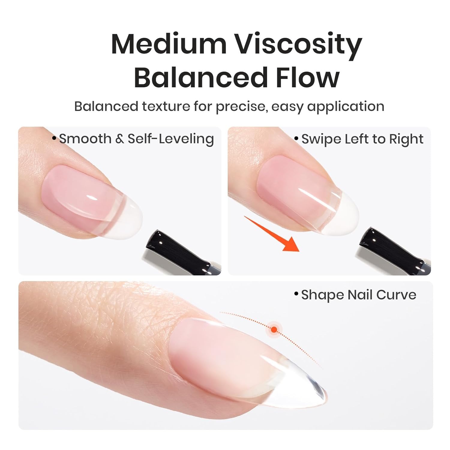Beetles Builder Gel Set self-leveling gel flowing smoothly on nails