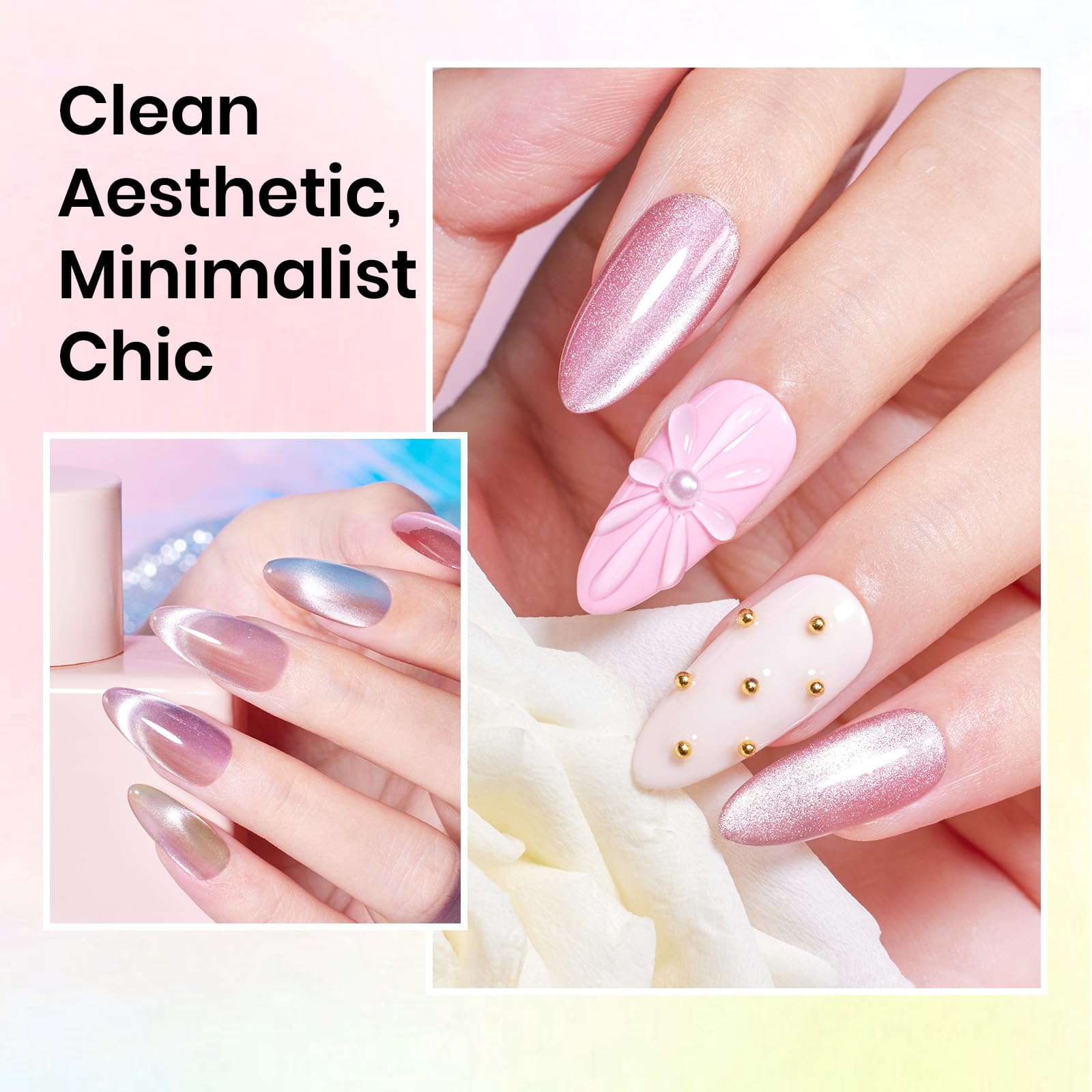 Beetles Cat Eye blue gel polish creates cool blue shimmer for chic nails.