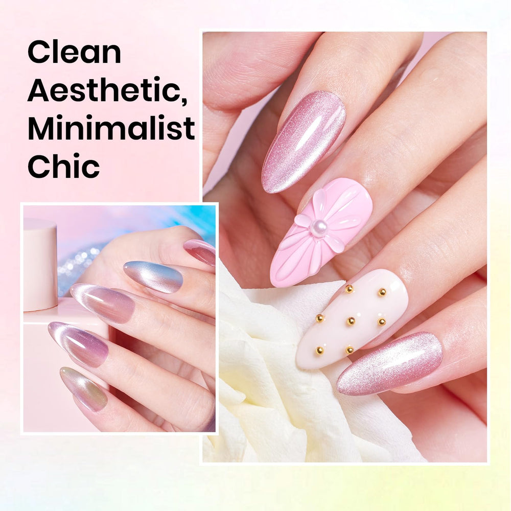 Beetles Cat Eye blue gel polish creates cool blue shimmer for chic nails.