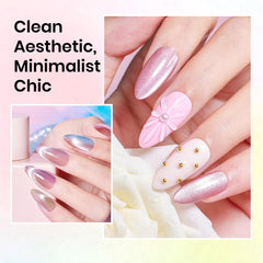 Beetles Cat Eye blue gel polish creates cool blue shimmer for chic nails.