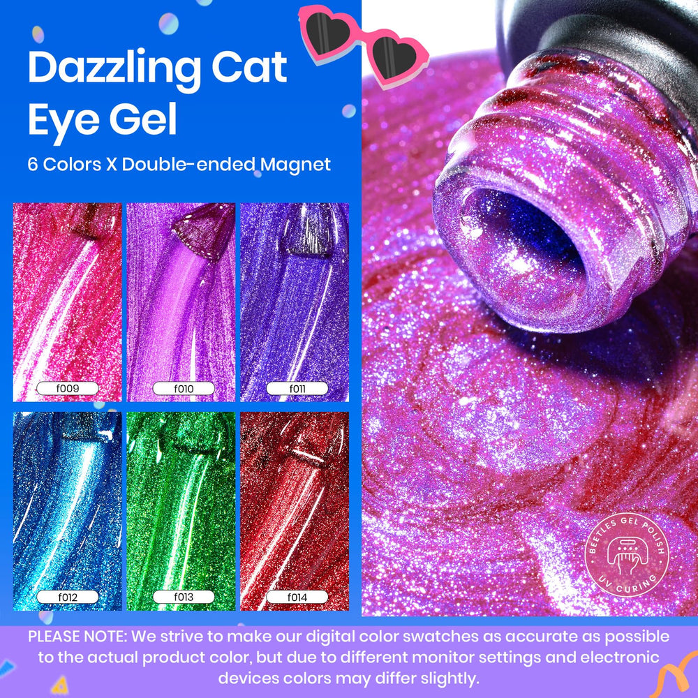 Beetles Cat Eye Neon Red displays bold shimmer for statement nails