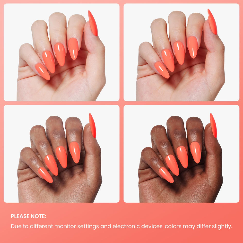 Beetles Coral Orange gel polish wet-look nails exude glossy, salon-quality finish.