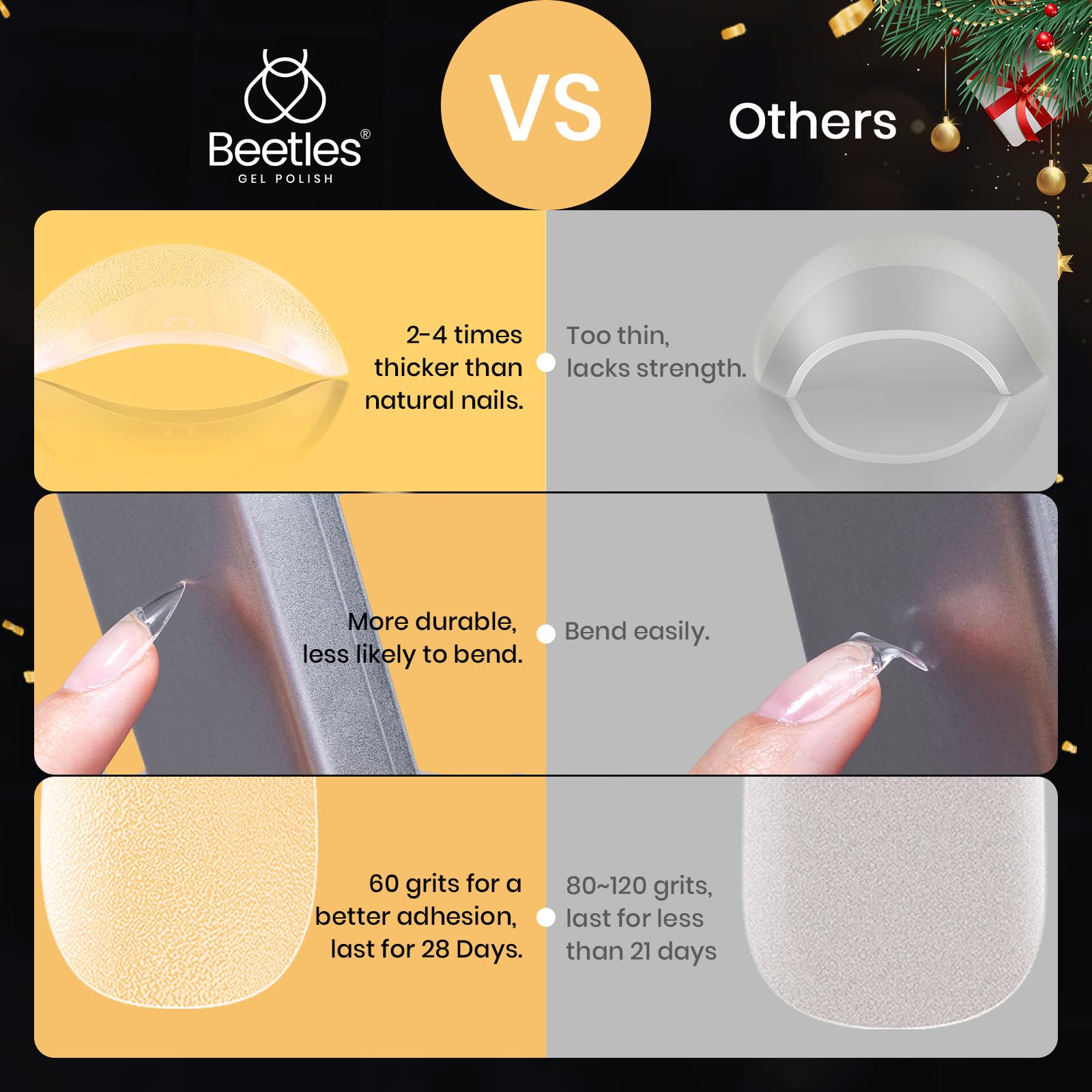Beetles full-cover tips, pre-shaped and low odor for comfortable wear.