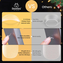 Beetles full-cover tips, pre-shaped and low odor for comfortable wear.