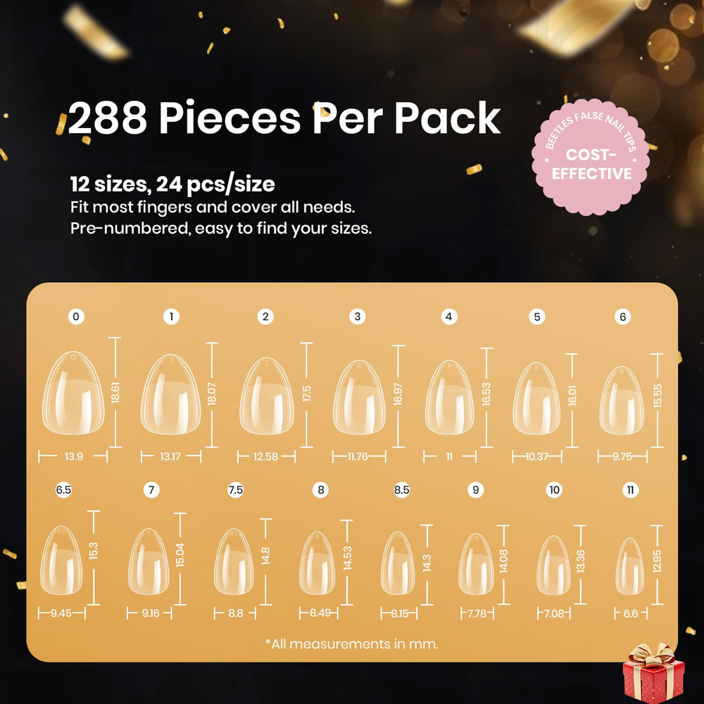 Beetles 288-piece set with 12 sizes for professional or at-home use.