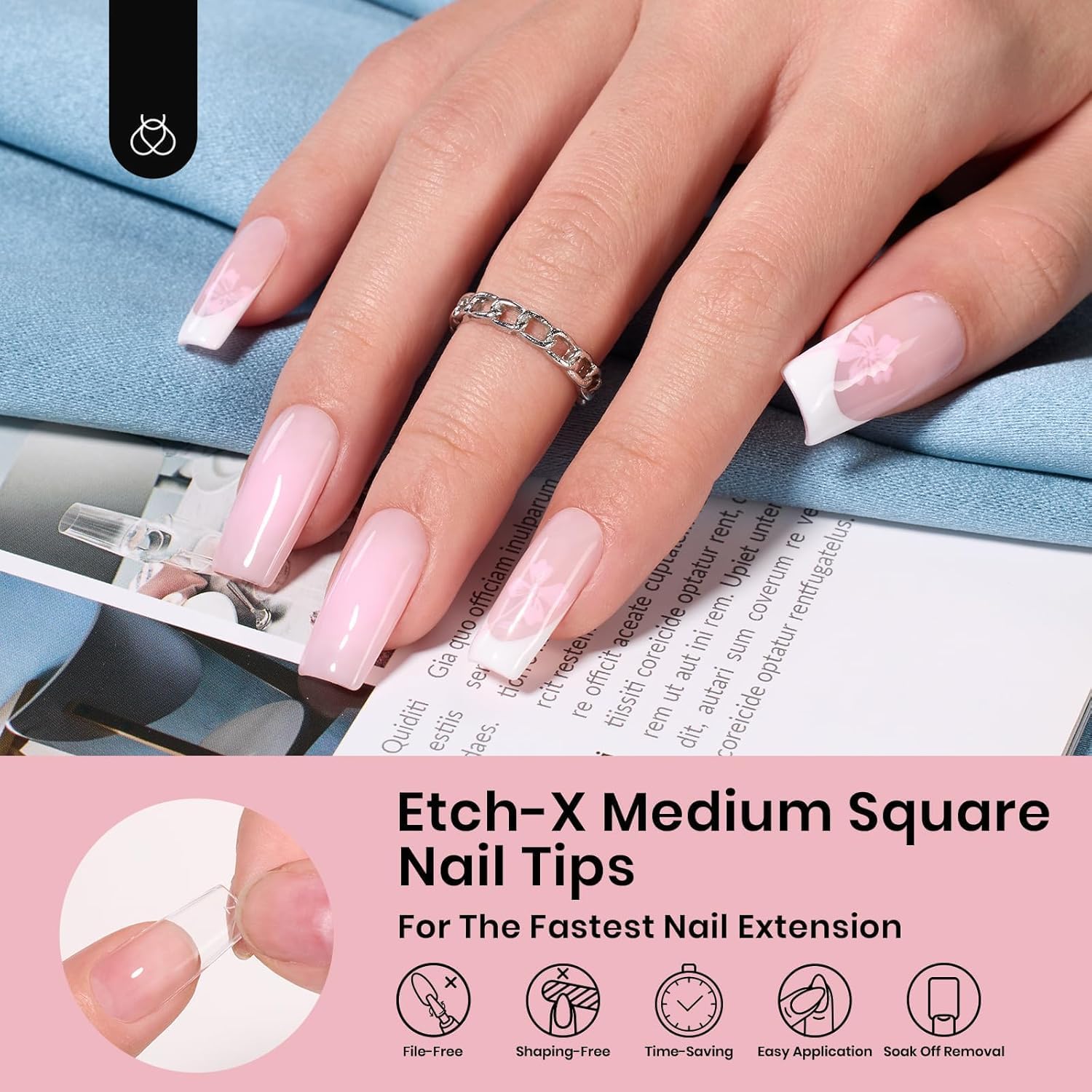 Beetles Etch-X premium PMMA nail tips deliver durable, natural-feel extensions.