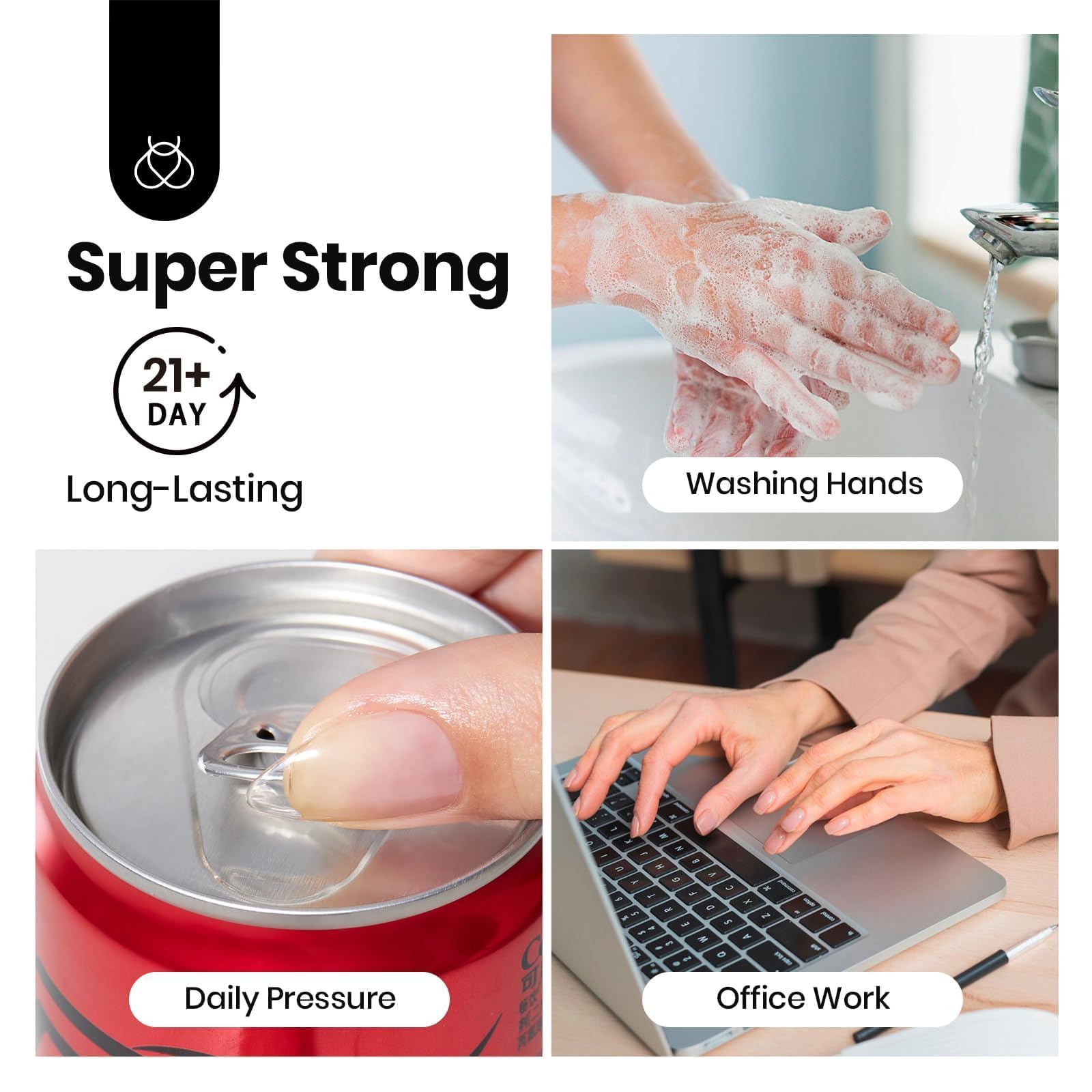 Beetles extension nails with gel demonstrate quick, strong tip adhesion