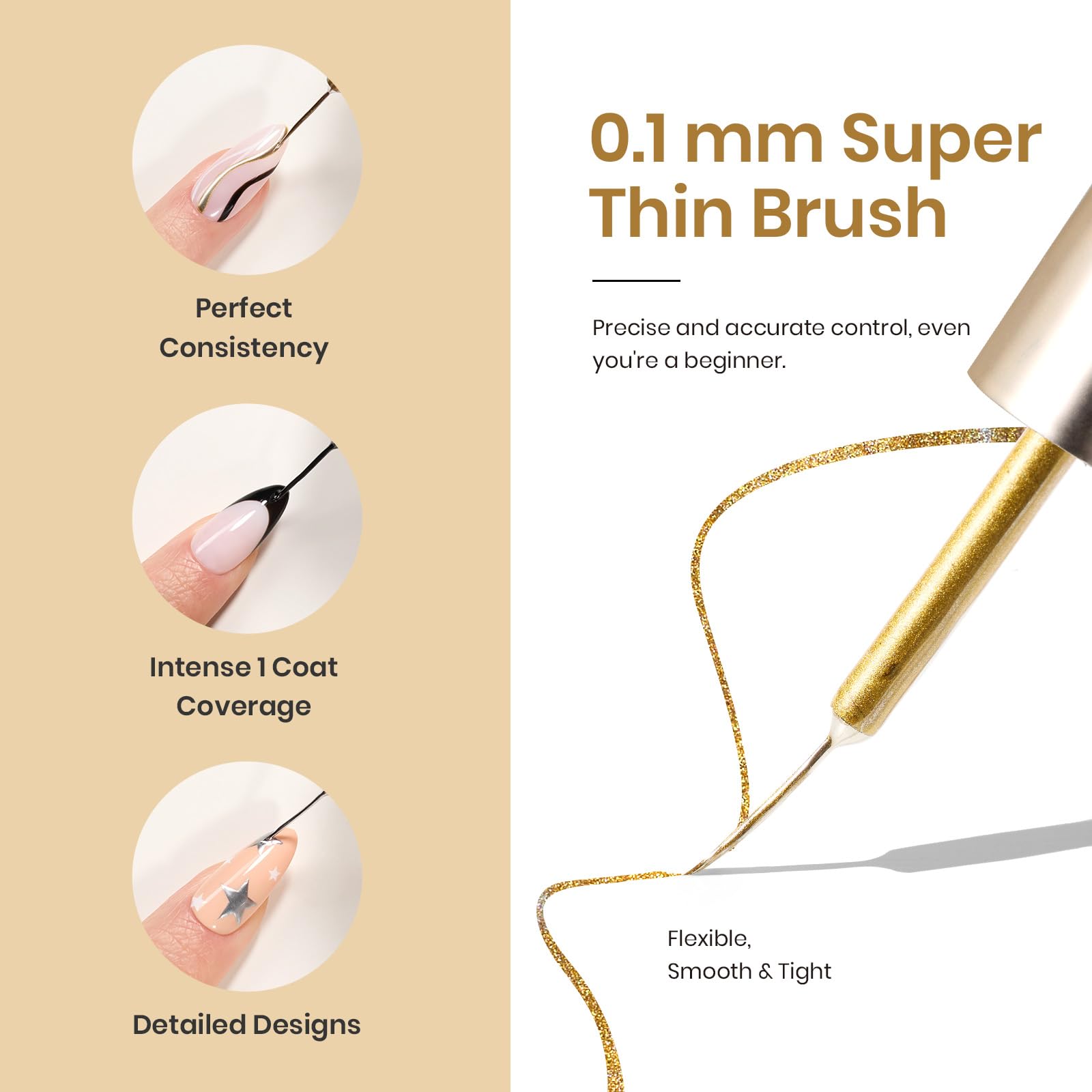 Beetles Gel Liner Chrome Mirror adds reflective glow and long-lasting shine.