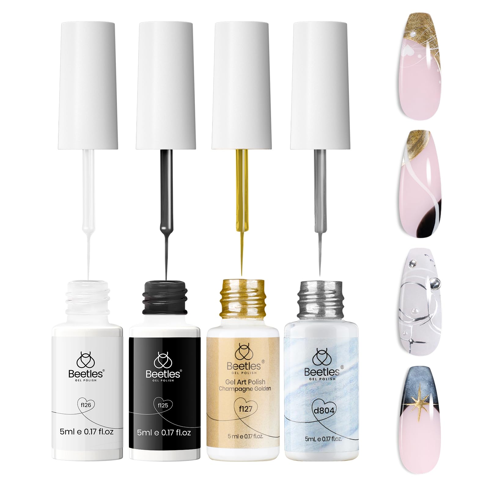 Beetles Gel Liner Gold Glitter for a bold, mirror-like nail finish.