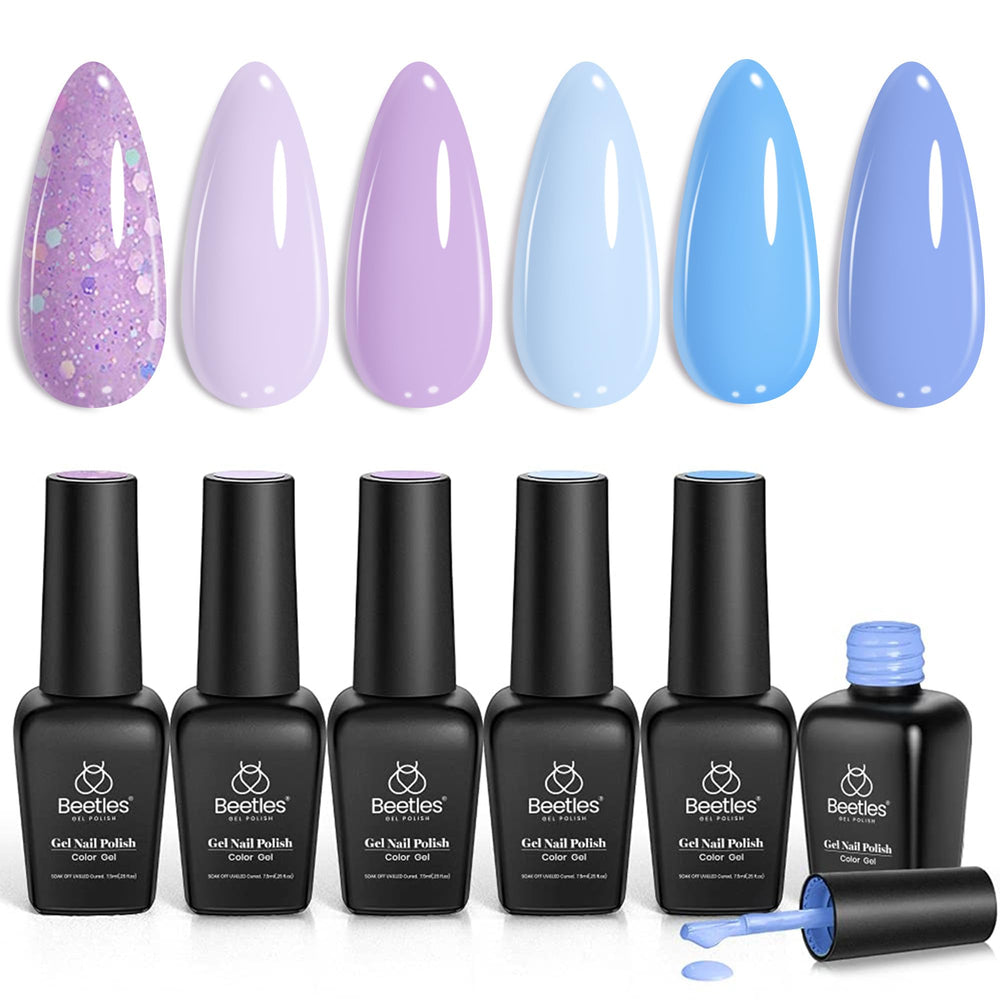 Beetles Gel Nail Polish Set with six-color palette for at-home manicures.