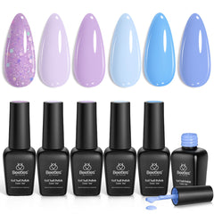 Beetles Gel Nail Polish Set with six-color palette for at-home manicures.