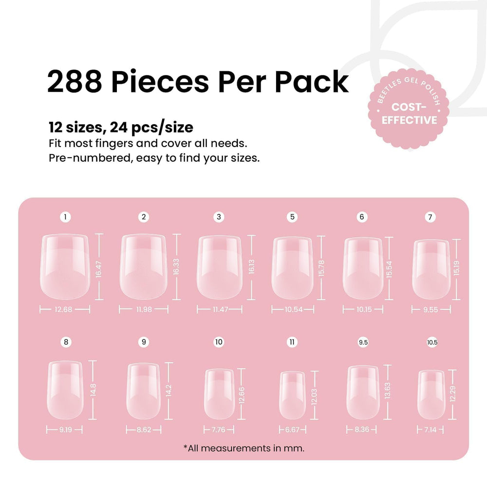 Beetles Gel Nail Tips 12-size range helps you find the perfect fit quickly.